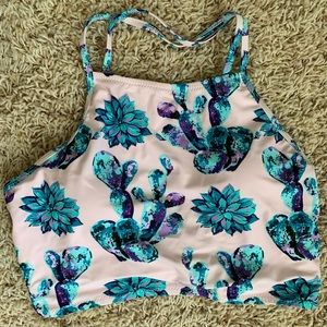 Cupshe brand bathing suit top, cactus print.